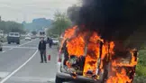 İnegöl’de seyir halinde korku dolu anlar! Araç bir anda alev aldı