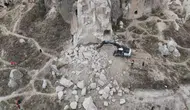 Nevşehir Göreme'de Yıkılan Peribacası Havadan Görüntülendi