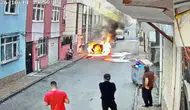 Samsun'da Elektrikli Otomobil Alev Alev Yandı: Battaniyeli Müdahale