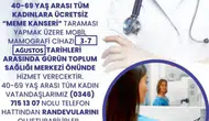 Gürün'de Mobil Mamografi Aracı 3-7 Ağustos'ta Ücretsiz Hizmet Verecek