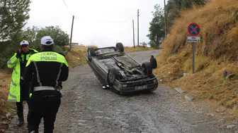 Aydın'da Korku Dolu Anlar! Kontrolden Çıkan Araç Ters Döndü