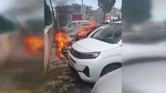 Hatay'da Hastane Otoparkında Korku Dolu Anlar! Otomobil Alev Aldı