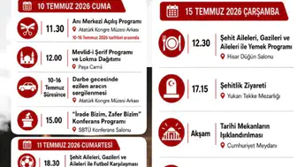 Sivas'ta 15 Temmuz Demokrasi ve Milli İrade Günü Programı Açıklandı