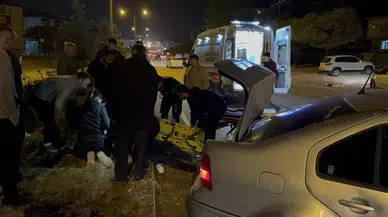 Refüje Çarpan Otomobilin Sürücüsü Yaralandı