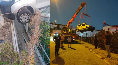 Kuşadası’nda Şaşırtan Kaza: Otomobil Evin Verandasında Kaldı
