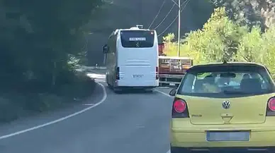 Hatalı Sollama Yapan Yolcu Otobüsü Adeta Tehlike Saçtı