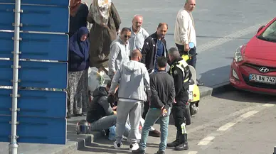 Samsun'da Motosiklet Kavşakta Devrildi! Sürücü ve Yolcu Sürüklendi