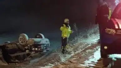 Karapınar Köyü Yolunda Araç Takla Attı!