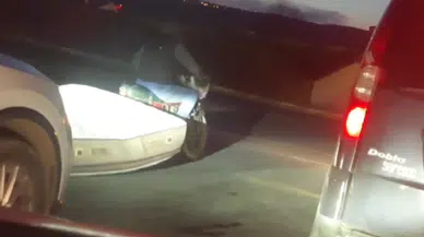 Tekirdağ’da Trafikte Tehlikeli Taşıma: Yatağı Motosikletle Sürükledi