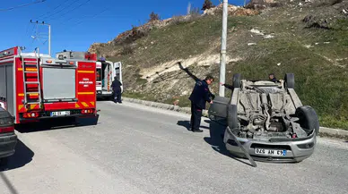 Tavşanlı’da Direksiyon Hakimiyeti Kaybolan Araç Takla Attı