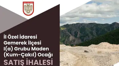 Sivas’ta Kum-Çakıl Ocağı İçin Satış İhalesi Yapılacak!