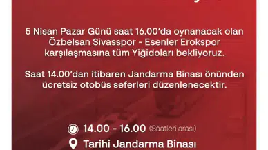 Sivasspor Taraftarına Maç Öncesi Ücretsiz Servis Desteği