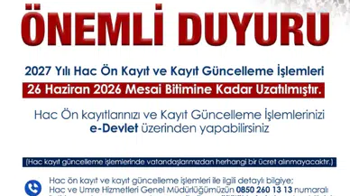 2027 Yılı Hac Ön Kayıt ve Kayıt Güncelleme Süresi Uzatıldı