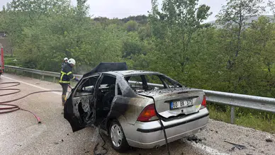 Tokat’ta Seyir Halindeki Otomobil Alevlere Teslim Oldu