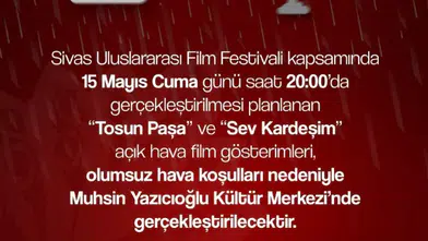Sivas Uluslararası Film Festivali’nde Açık Hava Gösterimleri Kapalı Alana Alındı!