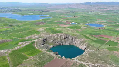 Sivas Kızılçan Gölü Yağışlarla Yeniden Canlandı: Turkuaz Rengine Kavuşan Doğal Güzellik Dronla Görüntülendi