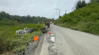 Zonguldak’ta Taş Yüklü Kamyon Devrildi: Sürücü Kurtuldu