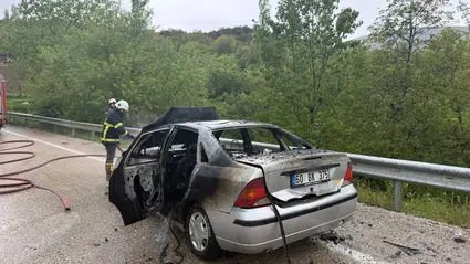 Tokat’ta Seyir Halindeki Otomobil Alevlere Teslim Oldu
