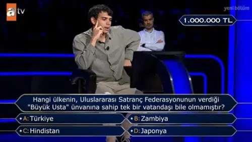 Kim Milyoner Olmak İster’de 1 Milyon TL’lik Satranç Sorusu Yarışmacıyı Eledi