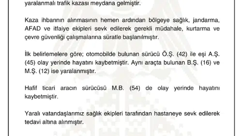 Sivas Valiliği Açıkladı! 3 Kişi Hayatını Kaybetti!