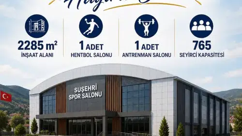 Suşehri'ne 765 Seyirci Kapasiteli Modern Spor Salonu Yapılıyor