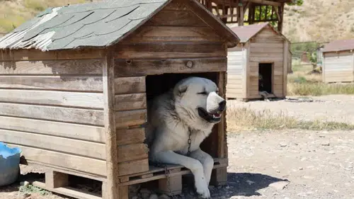 Soğuk havaya göğüs geren Kangal köpekleri sıcak yaz aylarında miskinleşiyor
