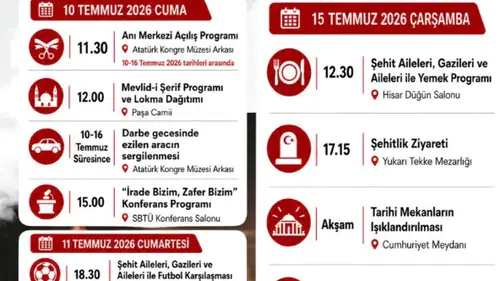 Sivas'ta 15 Temmuz Demokrasi ve Milli İrade Günü Programı Açıklandı