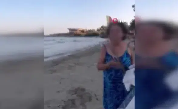 Plajda Skandal Görüntüler! Anne ve Kıza Öyle Bir Saldırdı Ki Herkes...