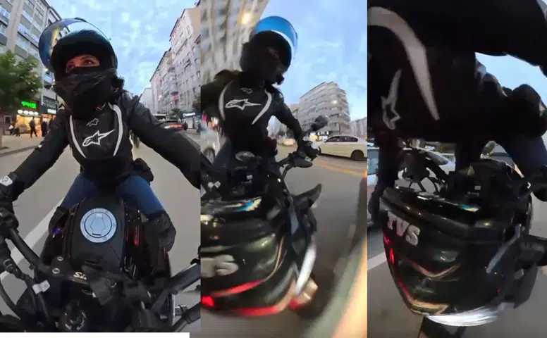 Sivas’ta Motosiklet Kazası Kamerada: Sürücü Takla Attı