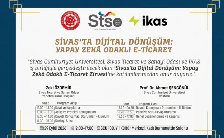 Sivas'ta Dijital Dönüşüm İçin Yapay Zekâ Odaklı E-Ticaret Zirvesi