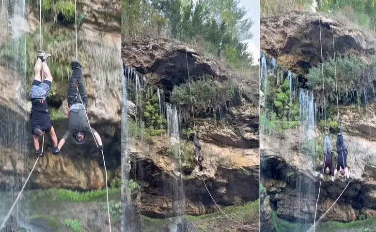 Yıldız Şelalesi'nde Nefes Kesen Meydan Okuma Kamerada