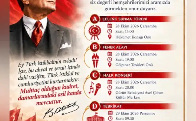 Gürün’de Cumhuriyet Bayramı Kutlama Programı Belli Oldu