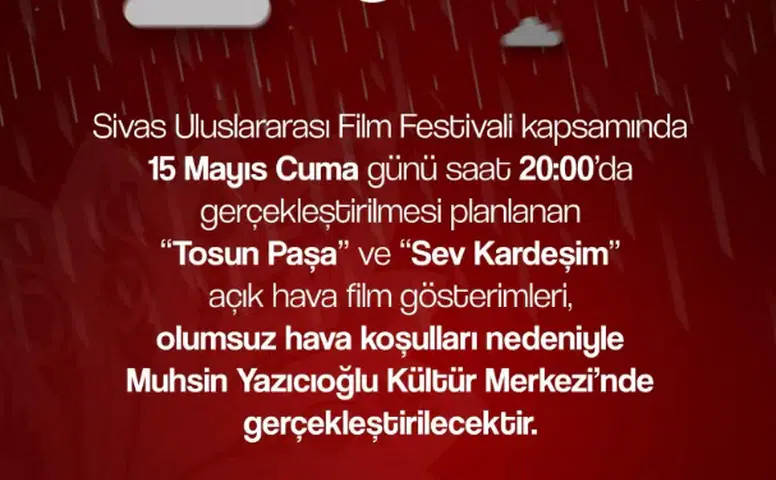 Sivas Uluslararası Film Festivali’nde Açık Hava Gösterimleri Kapalı Alana Alındı!