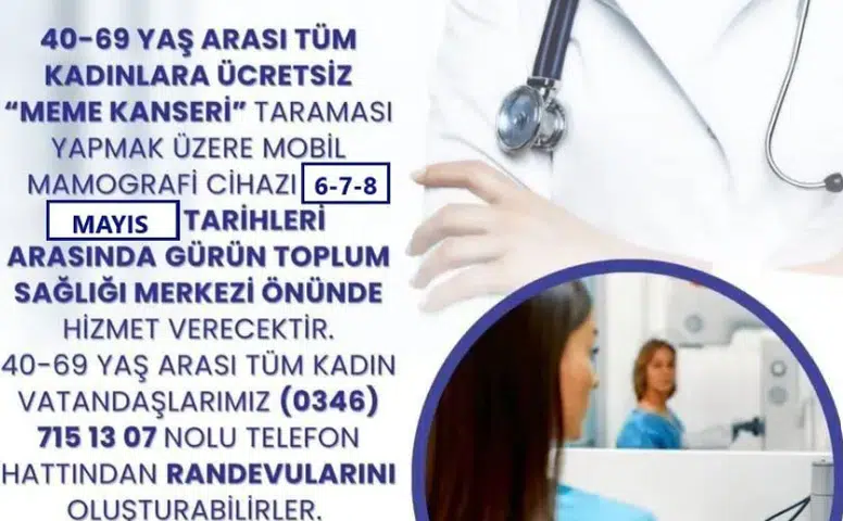 Gürün’de Ücretsiz Mobil Mamografi Taraması Başlıyor