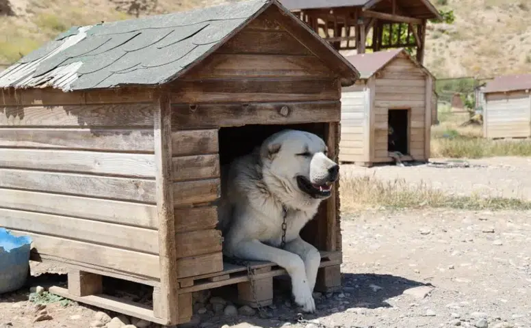 Soğuk havaya göğüs geren Kangal köpekleri sıcak yaz aylarında miskinleşiyor