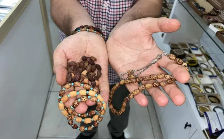 Sivas'ta Zeytin Çekirdekleri Takıya Dönüşüyor! 100 Çekirdek Getirene El Emeği Bileklik Hediye
