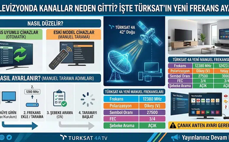 Televizyonda Kanallar Neden Gitti? İşte Türksat'ın Yeni Frekans Ayarı