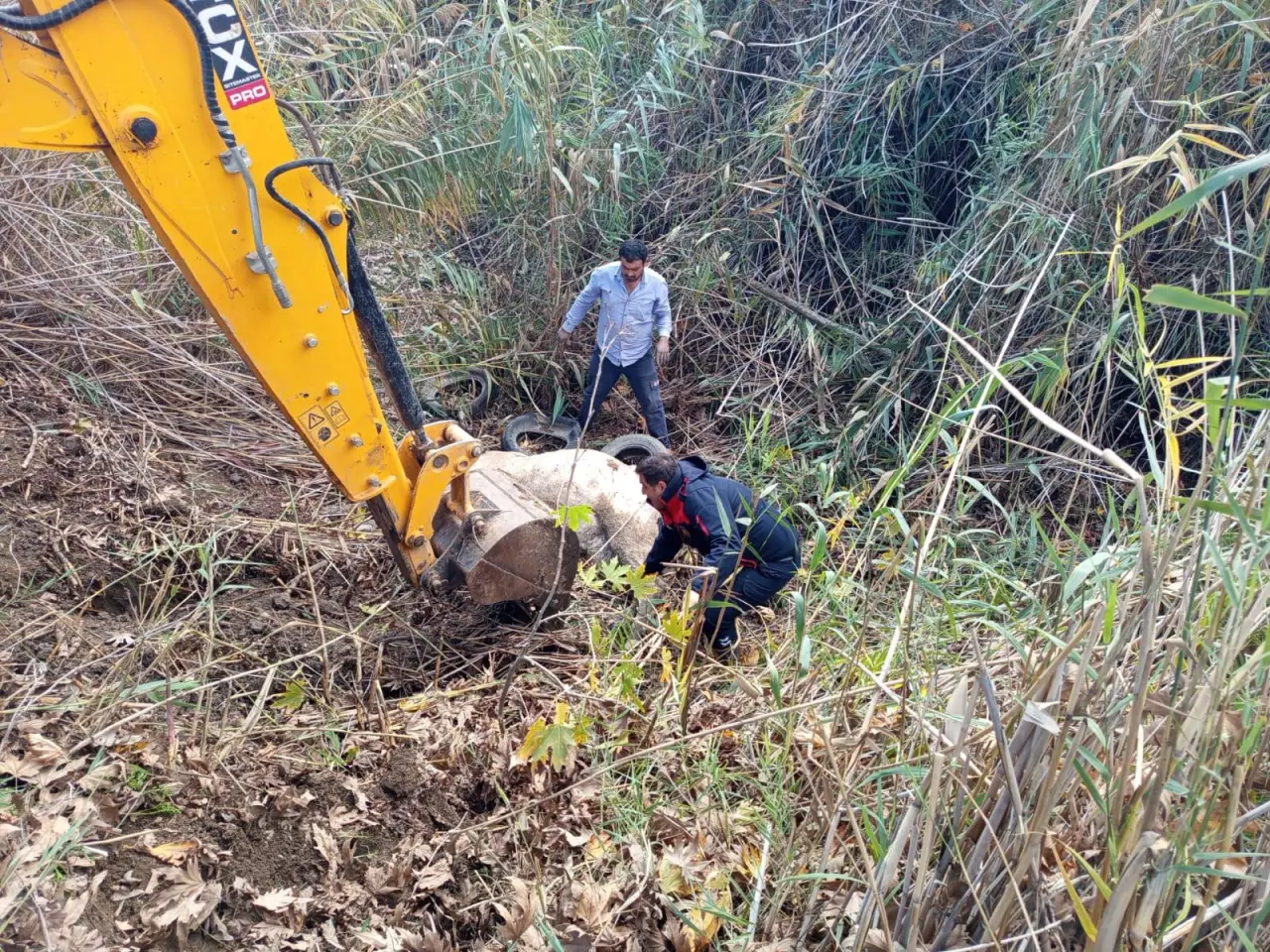 Hatay’da yürekleri ısıtan kurtarma: Dereye düşen inek için itfaiye seferber oldu 2